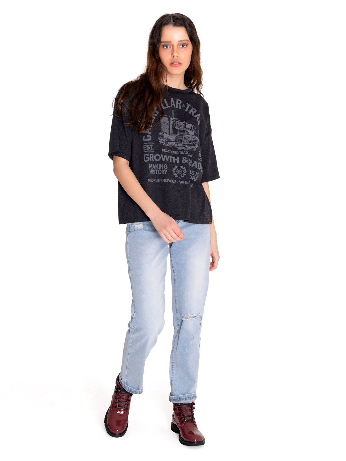 Polera Manga corta Casual Mujer BOXY NOVELTY TEE 2 Negro CAT