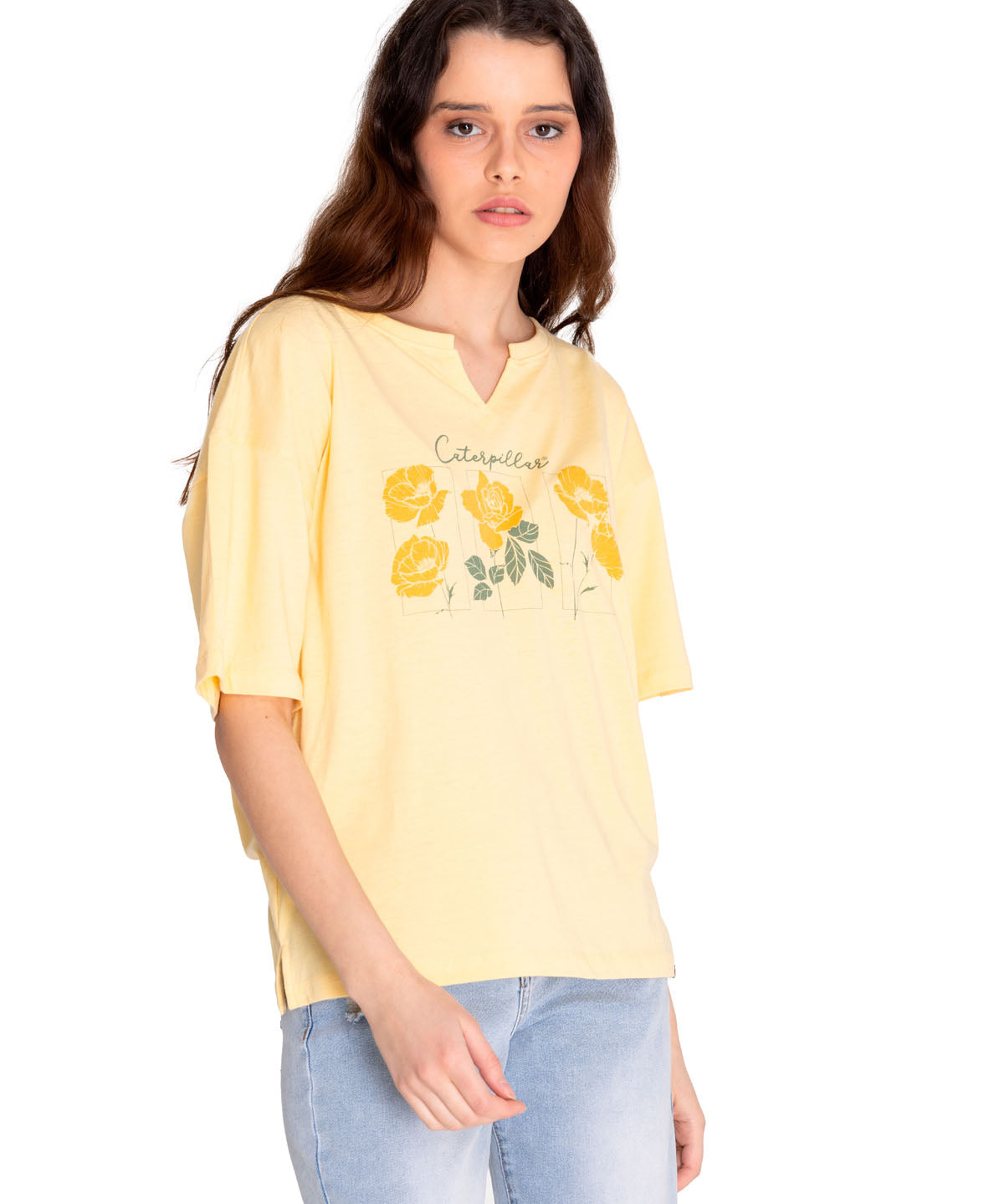 Polera Manga corta Casual Mujer NOTCH NECK NOVELTY TEE 1 Amarillo CAT