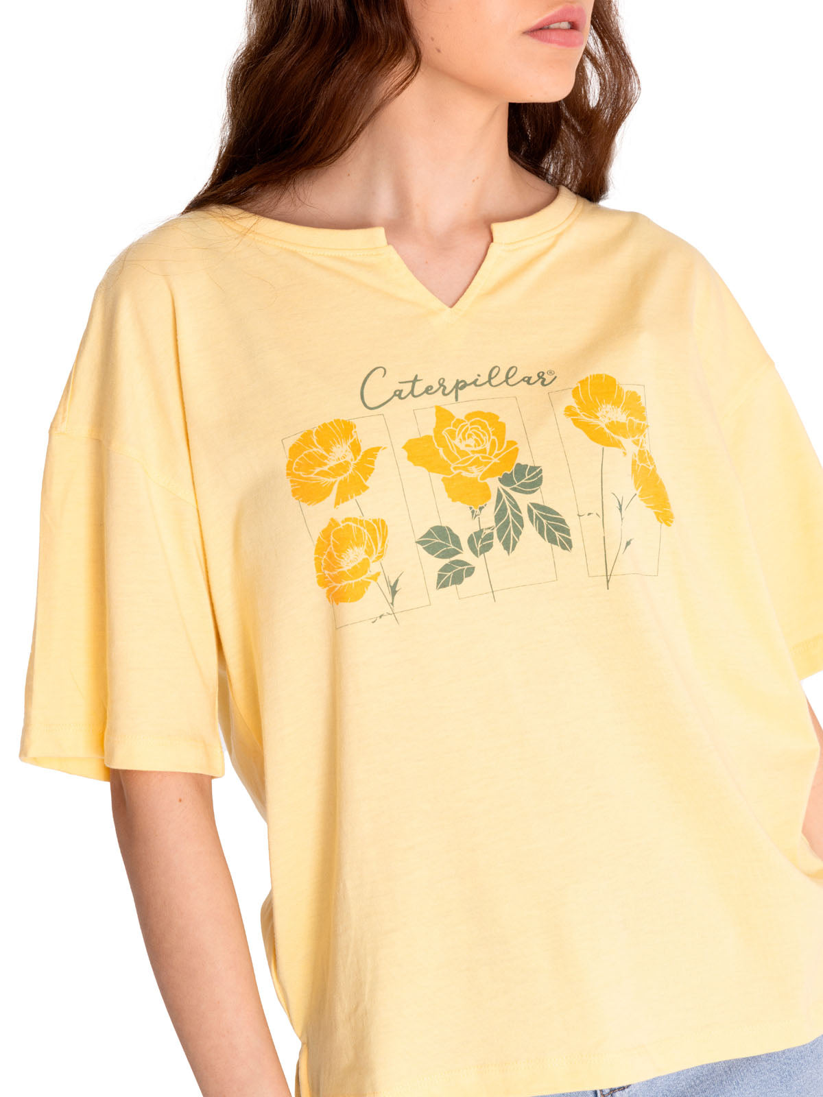 Polera Manga corta Casual Mujer NOTCH NECK NOVELTY TEE 1 Amarillo CAT