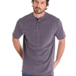 Polera Manga Corta Hombre Burnout S/S Henley Grafito Cat