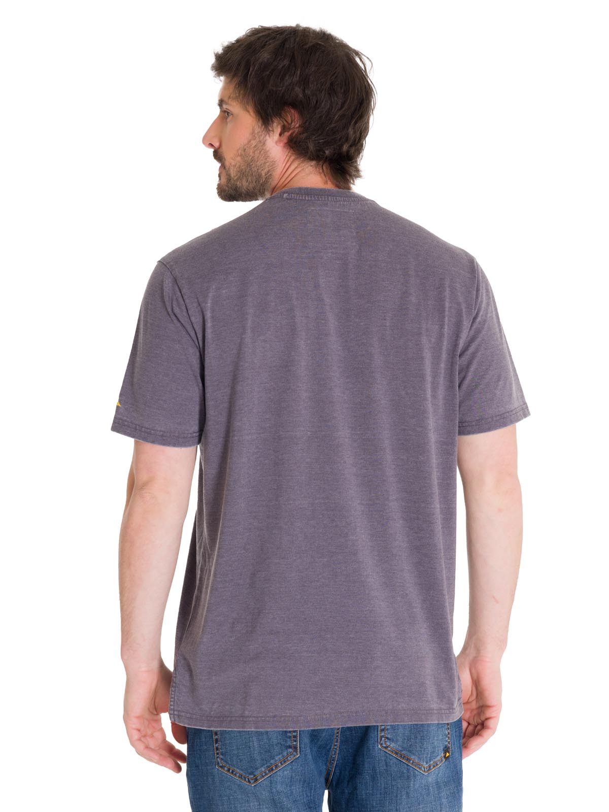 Polera Manga Corta Hombre Burnout S/S Henley Grafito Cat