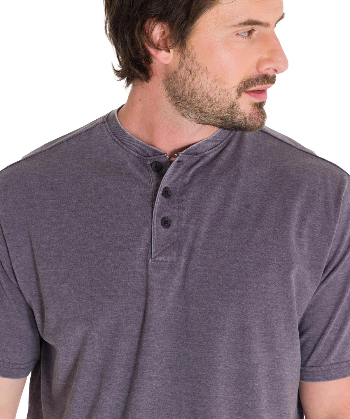 Polera Manga Corta Hombre Burnout S/S Henley Grafito Cat