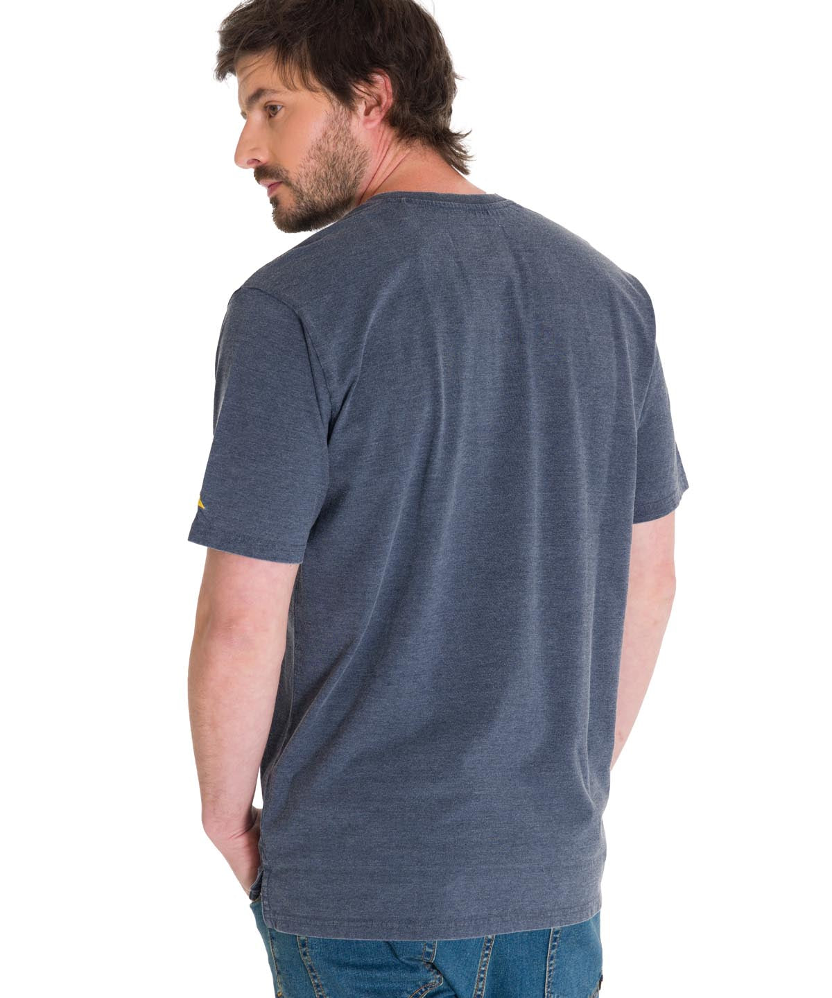 Polera Manga Corta Hombre Burnout S/S Henley Gris Oscuro Cat