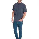 Polera Manga Corta Hombre Burnout S/S Henley Gris Oscuro Cat