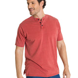 Polera Manga Corta Henley Hombre Burnout Rojo CAT