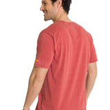 Polera Manga Corta Henley Hombre Burnout Rojo CAT