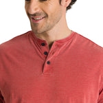 Polera Manga Corta Henley Hombre Burnout Rojo CAT
