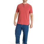 Polera Manga Corta Henley Hombre Burnout Rojo CAT