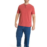Polera Manga Corta Henley Hombre Burnout Rojo CAT