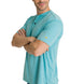 Polera Manga Corta Henley Hombre Burnout Azul Claro CAT