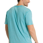 Polera Manga Corta Henley Hombre Burnout Azul Claro CAT