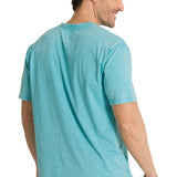 Polera Manga Corta Henley Hombre Burnout Azul Claro CAT