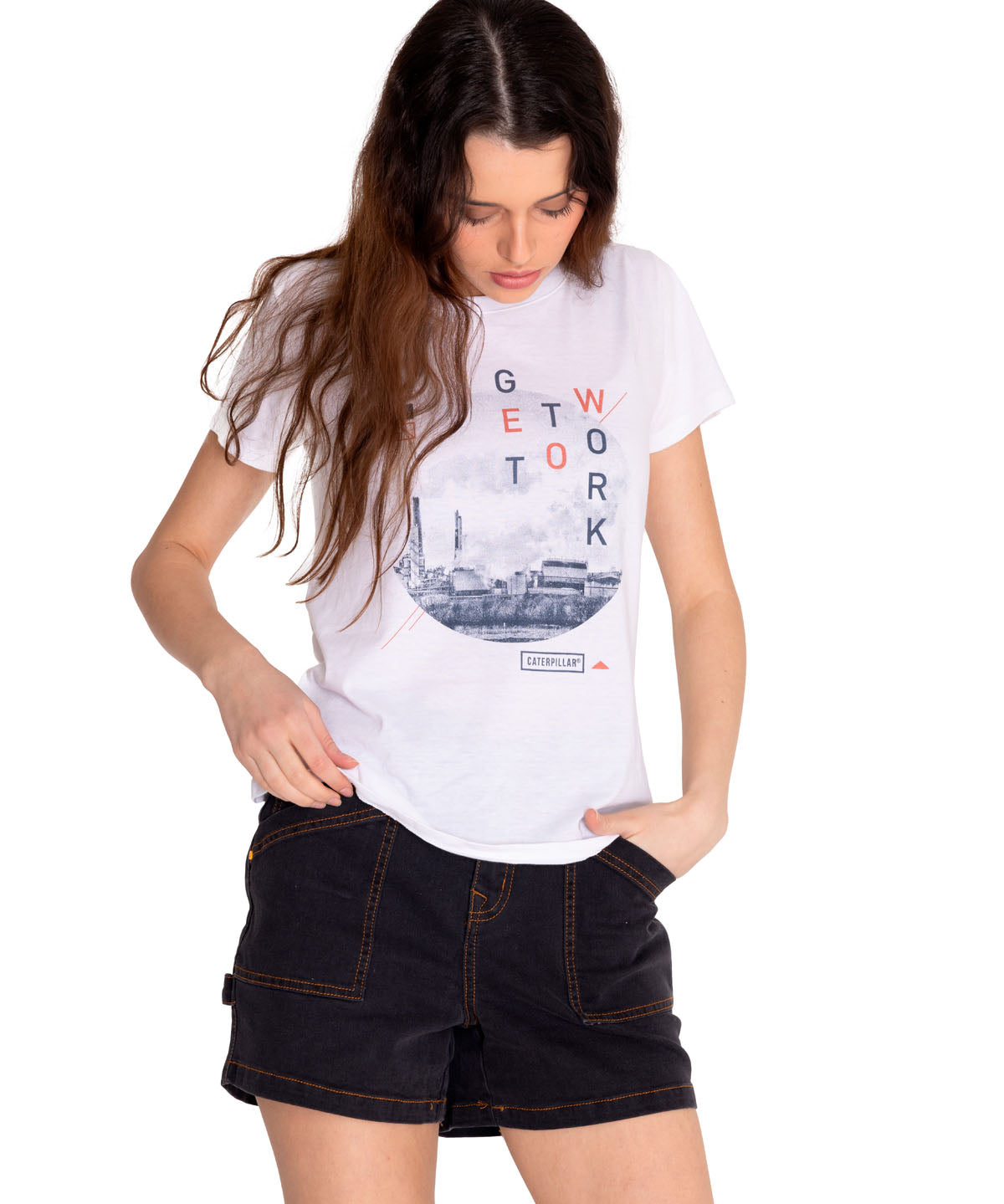 Polera Manga corta Casual Mujer CREW GRAPHIC TEE 2 Blanco CAT