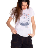 Polera Manga corta Casual Mujer CREW GRAPHIC TEE 2 Blanco CAT