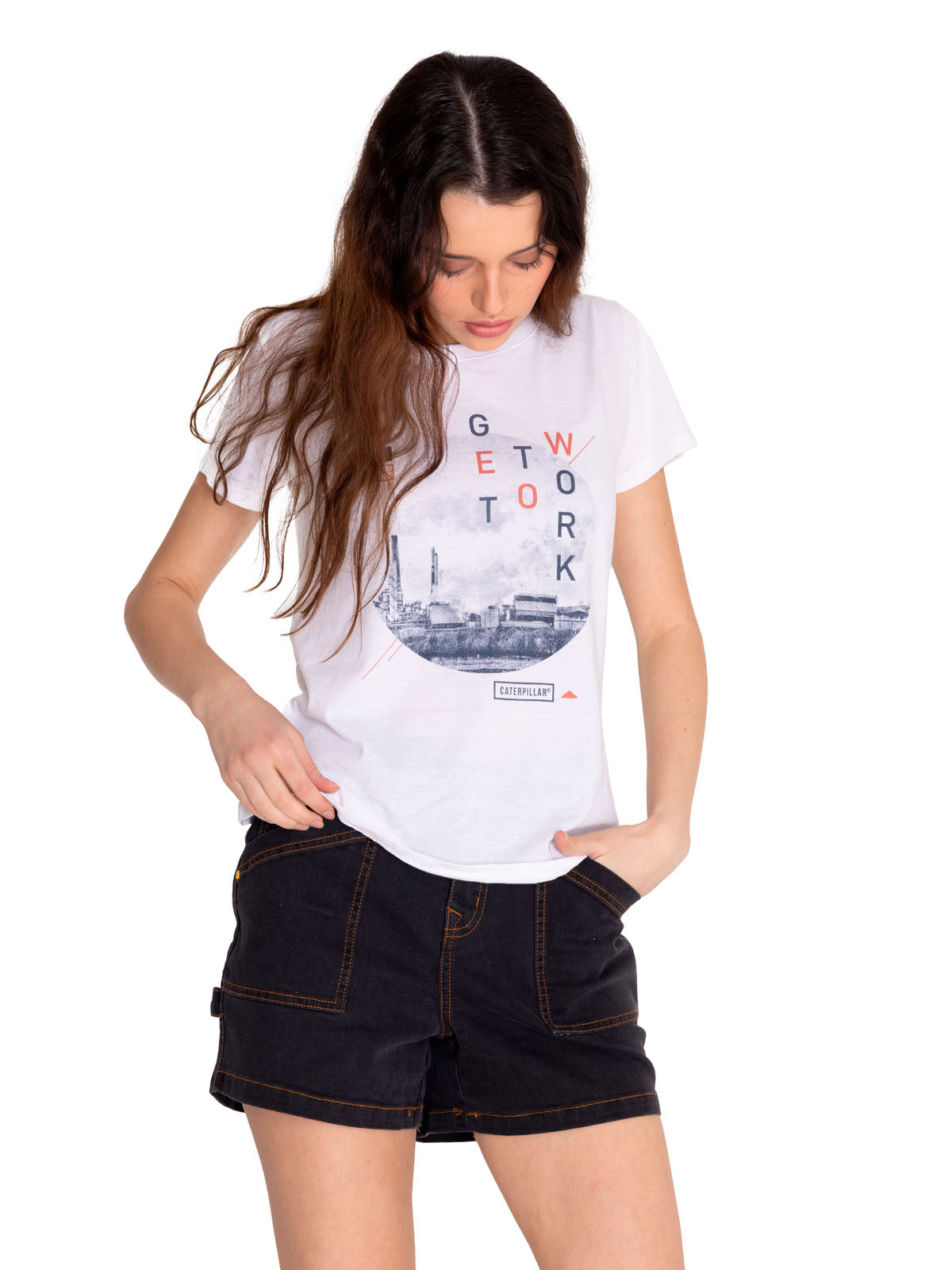 Polera Manga corta Casual Mujer CREW GRAPHIC TEE 2 Blanco CAT