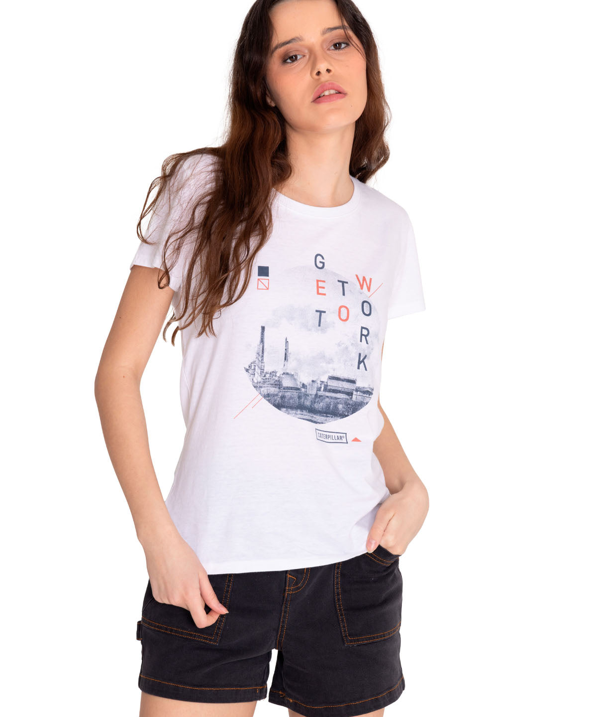 Polera Manga corta Casual Mujer CREW GRAPHIC TEE 2 Blanco CAT