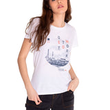 Polera Manga corta Casual Mujer CREW GRAPHIC TEE 2 Blanco CAT