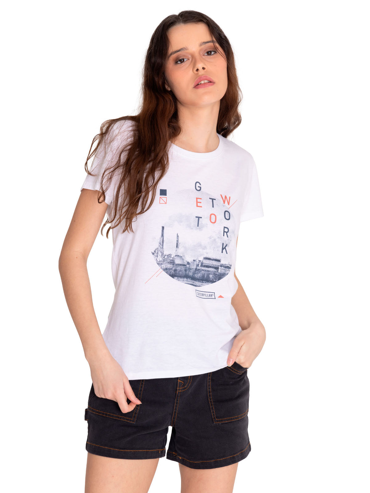 Polera Manga corta Casual Mujer CREW GRAPHIC TEE 2 Blanco CAT