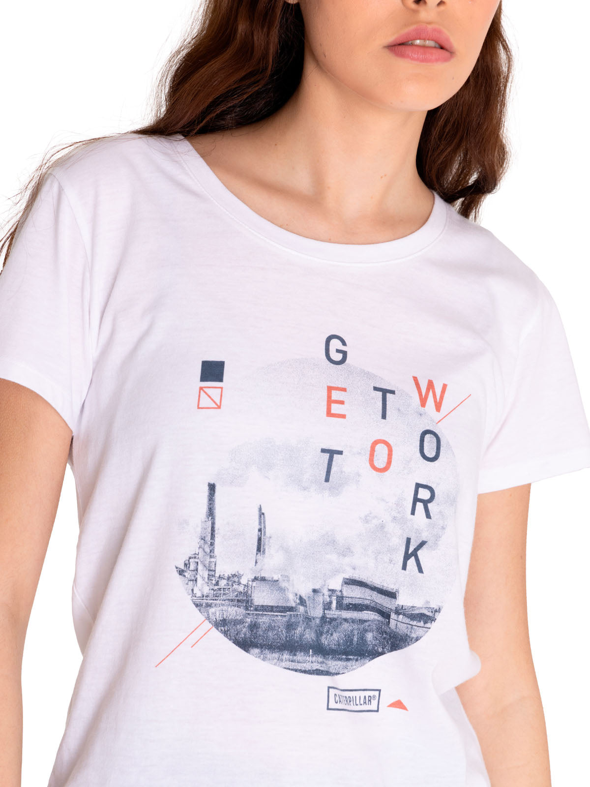 Polera Manga corta Casual Mujer CREW GRAPHIC TEE 2 Blanco CAT