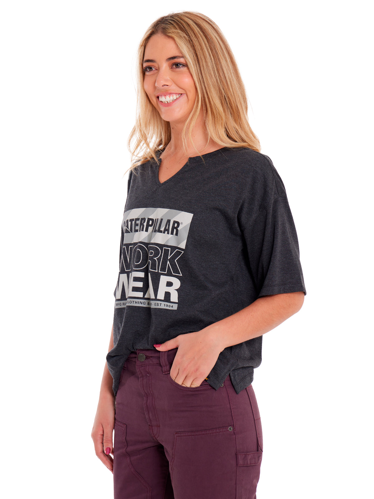 Polera Manga corta Casual Mujer NOTCH NECK NOVELTY TEE 2 Negro CAT