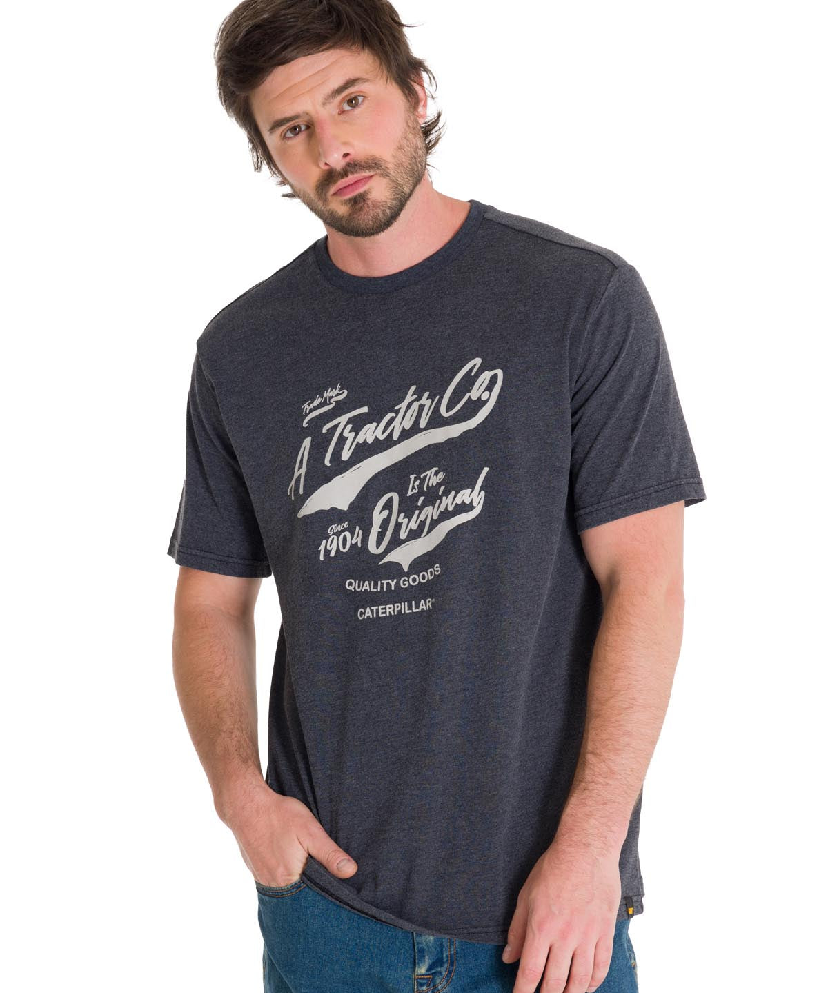 Polera Manga Corta Casual Hombre HISTORIC TRADITIONS GRAPHIC TEE Gris Oscura Cat