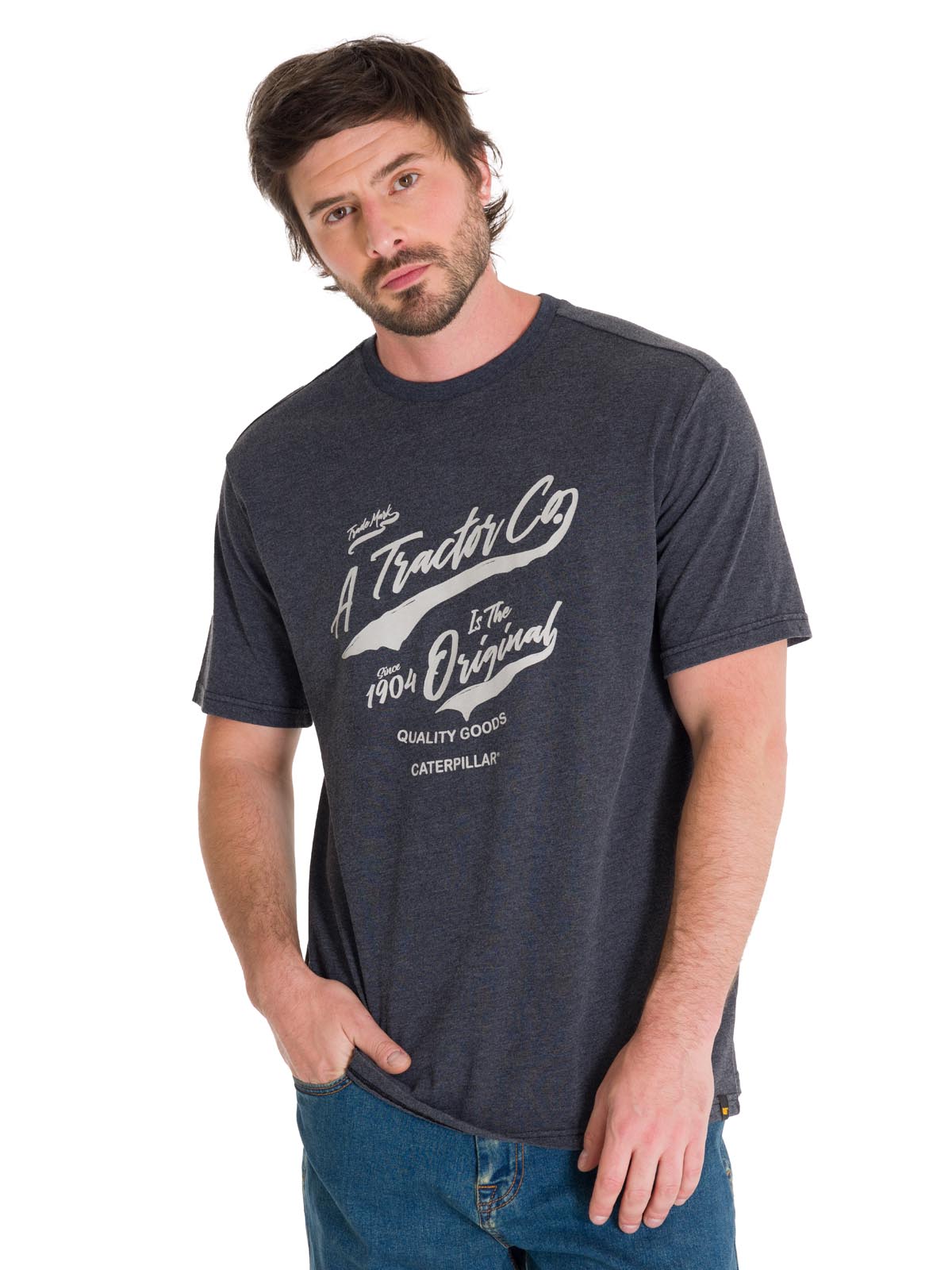 Polera Manga Corta Casual Hombre HISTORIC TRADITIONS GRAPHIC TEE Gris Oscura Cat