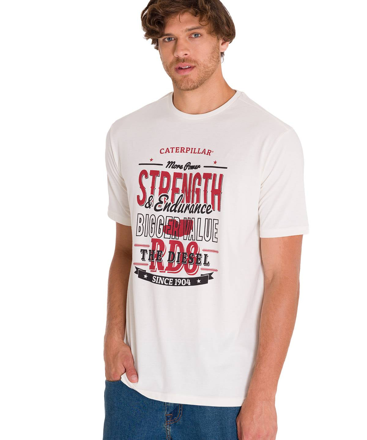 Polera Manga Corta Casual Hombre HISTORIC TRADITIONS GRAPHIC TEE Blanca Cat