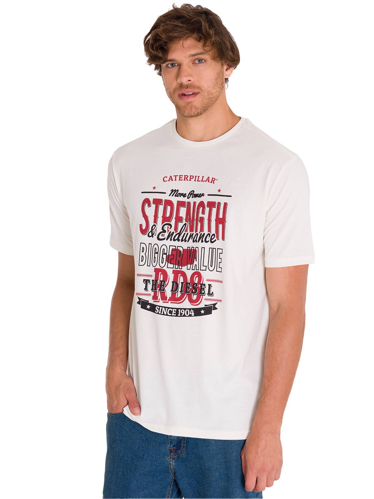 Polera Manga Corta Casual Hombre HISTORIC TRADITIONS GRAPHIC TEE Blanca Cat