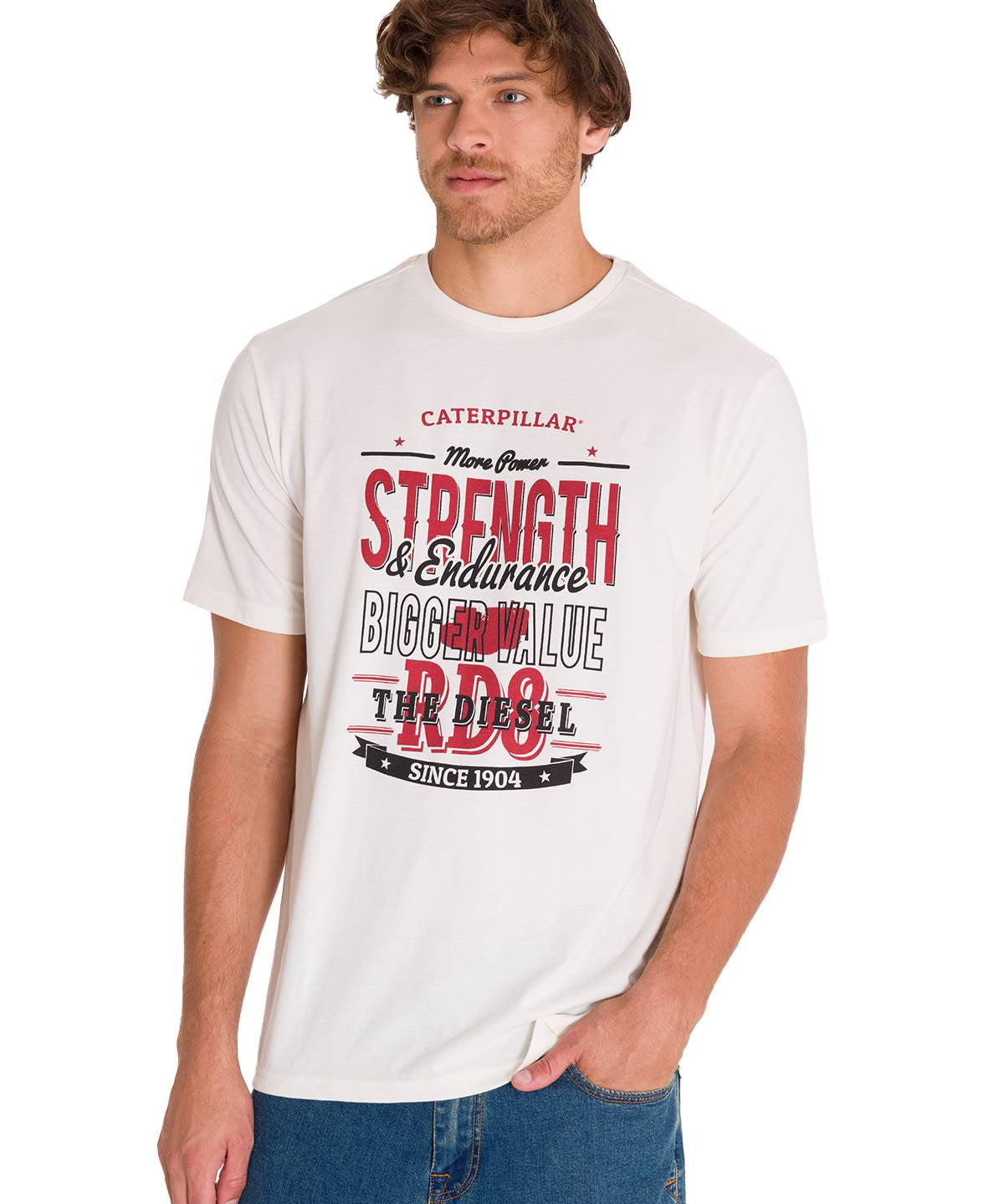 Polera Manga Corta Casual Hombre HISTORIC TRADITIONS GRAPHIC TEE Blanca Cat