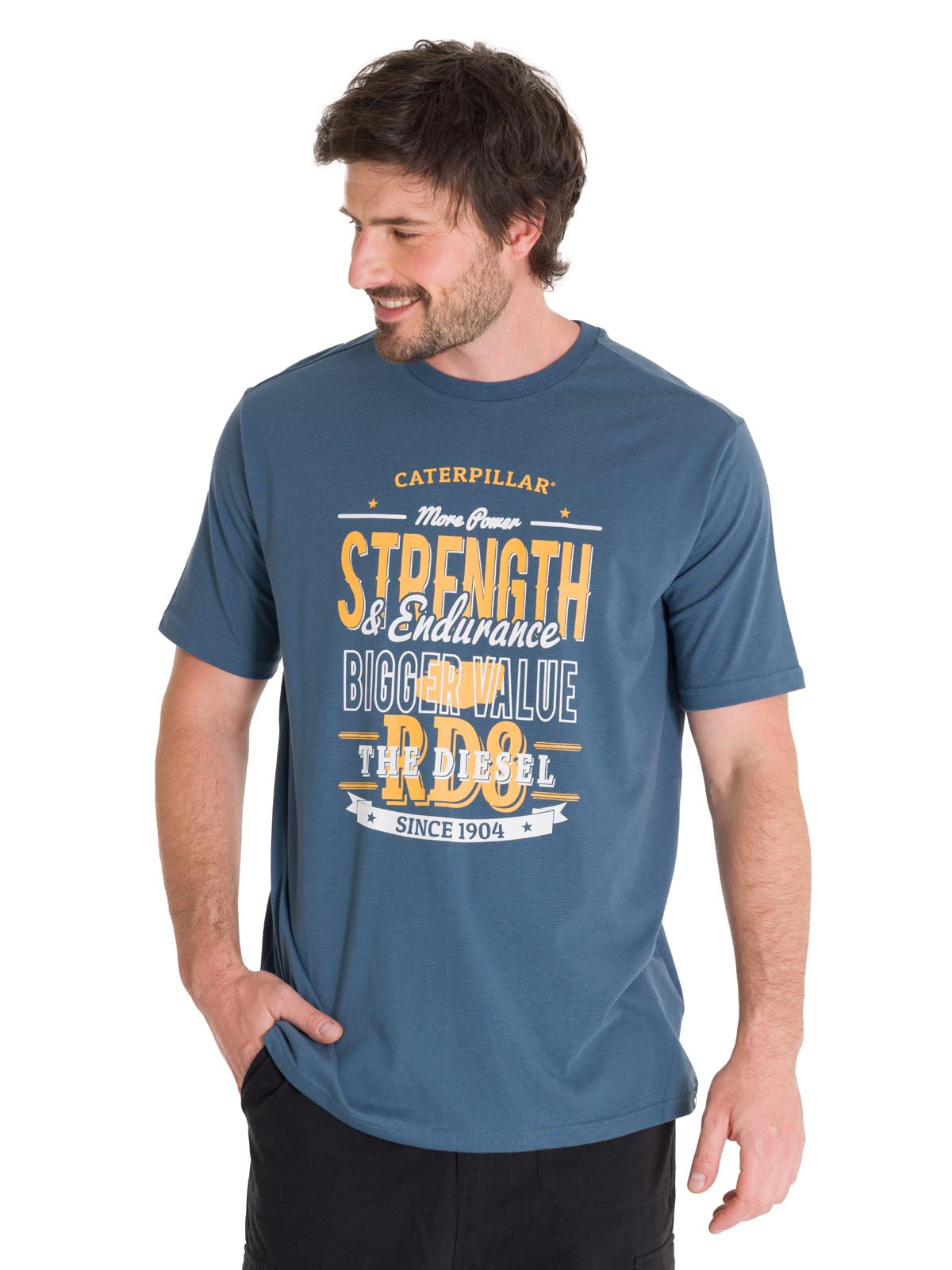 Polera Manga Corta Casual Hombre HISTORIC TRADITIONS GRAPHIC TEE Azul Petróleo Cat