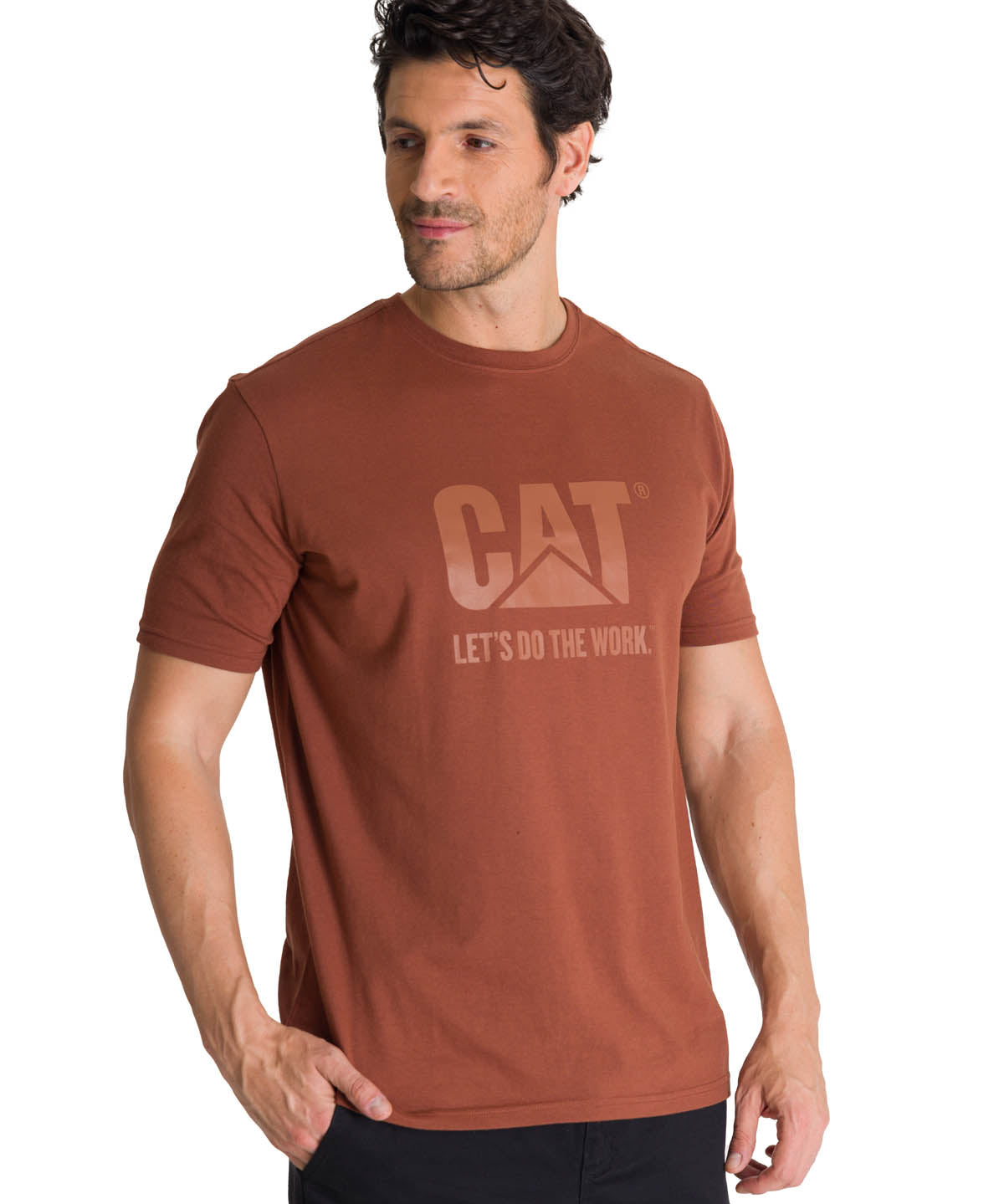 Polera Manga Corta Hombre Diseño Do The Work Rojo CAT