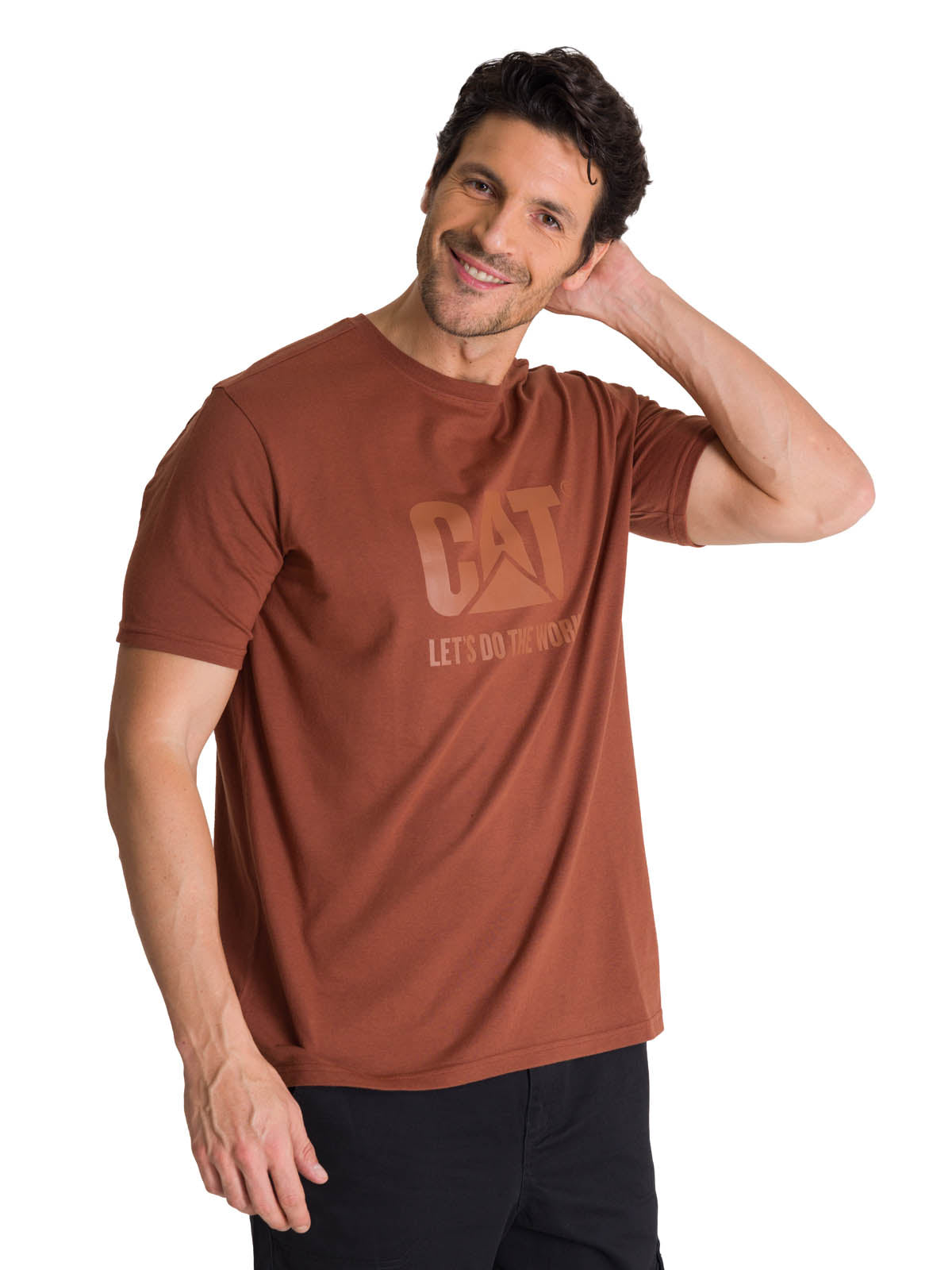 Polera Manga Corta Hombre Diseño Do The Work Rojo CAT