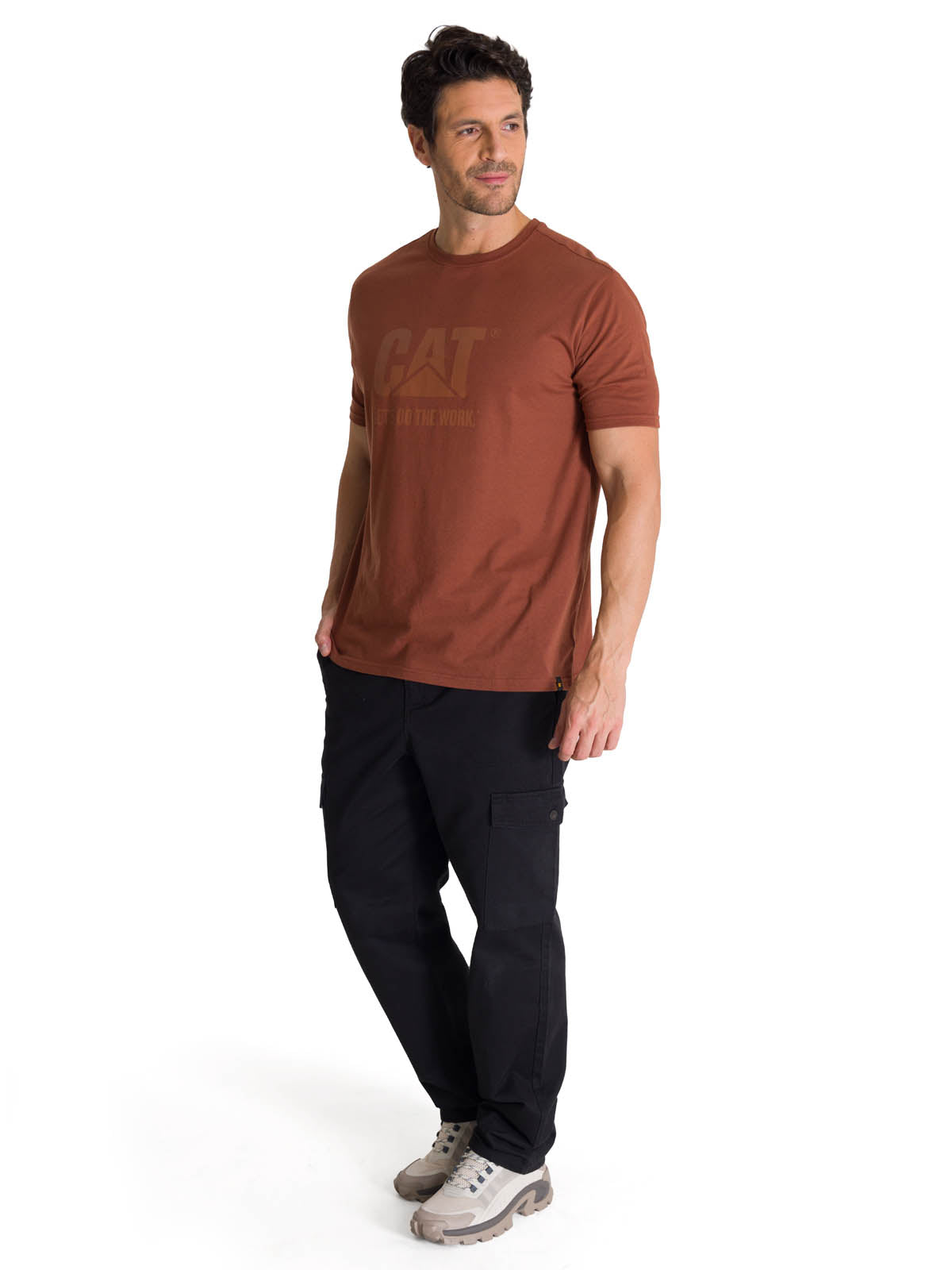 Polera Manga Corta Hombre Diseño Do The Work Rojo CAT