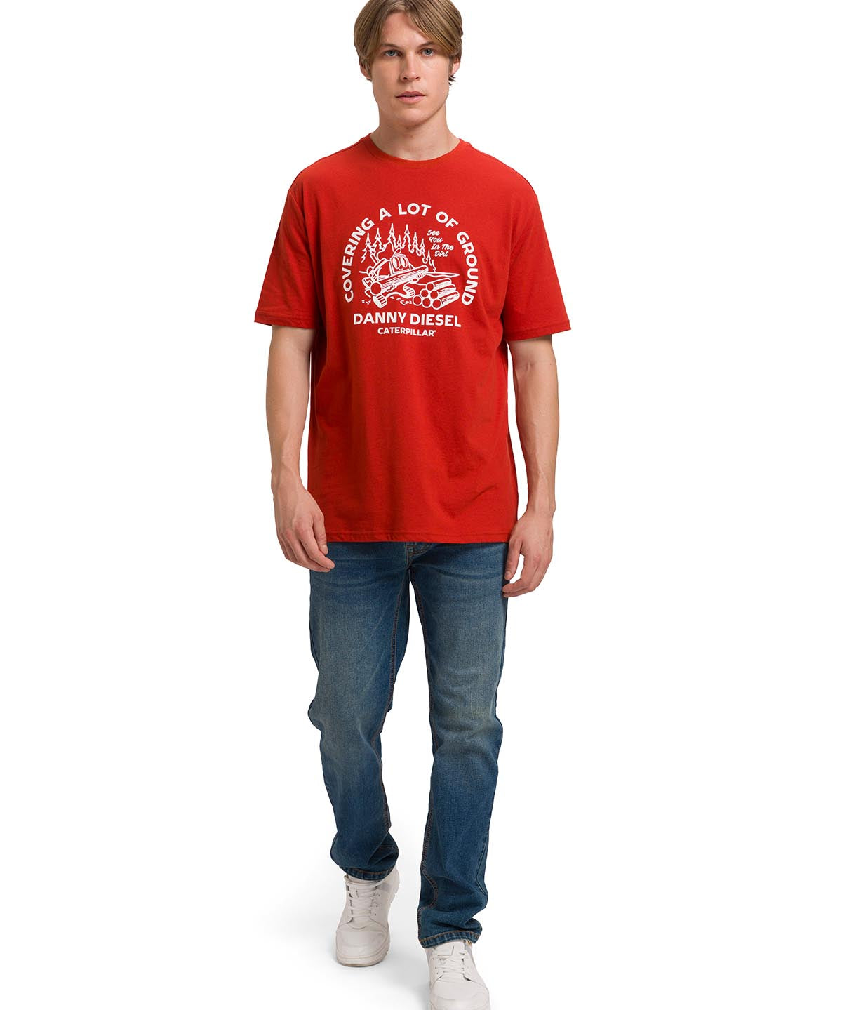 Polera Manga Corta Casual Hombre RETRO DANNY DIESEL GRAPHIC TEE Roja Cat