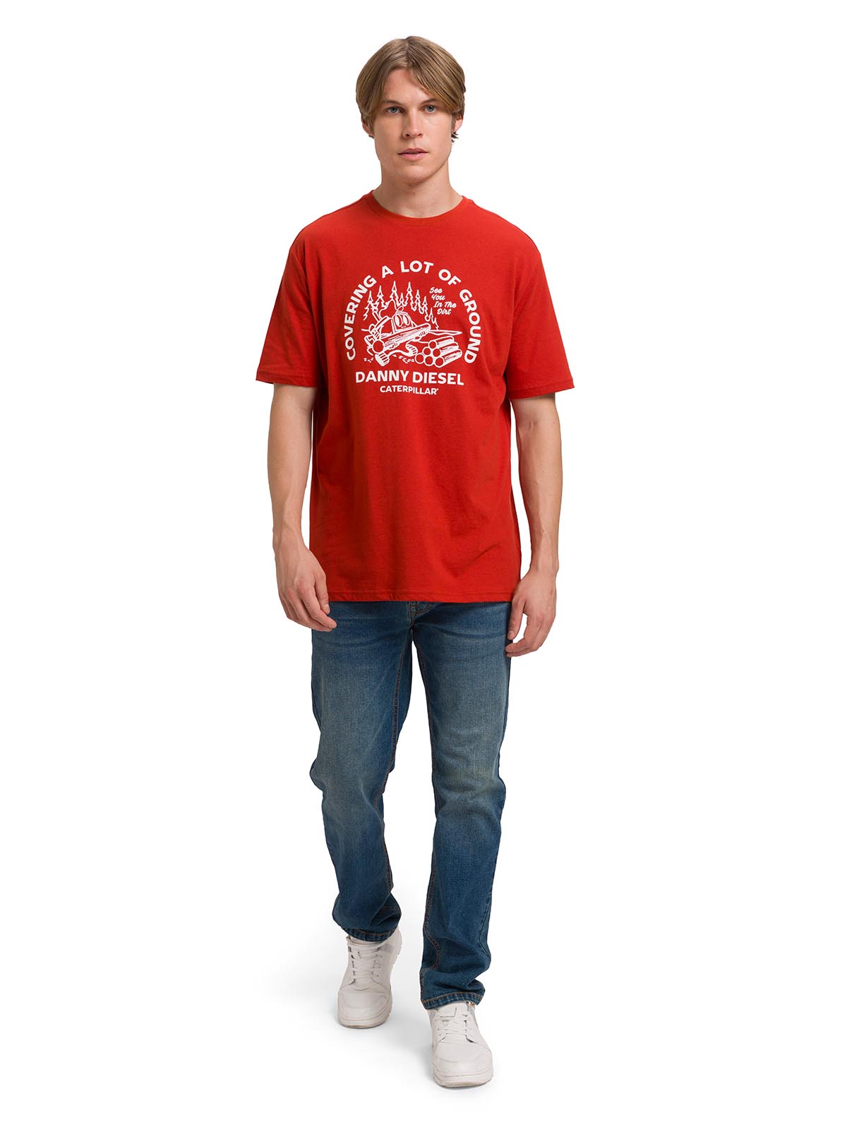 Polera Manga Corta Casual Hombre RETRO DANNY DIESEL GRAPHIC TEE Roja Cat