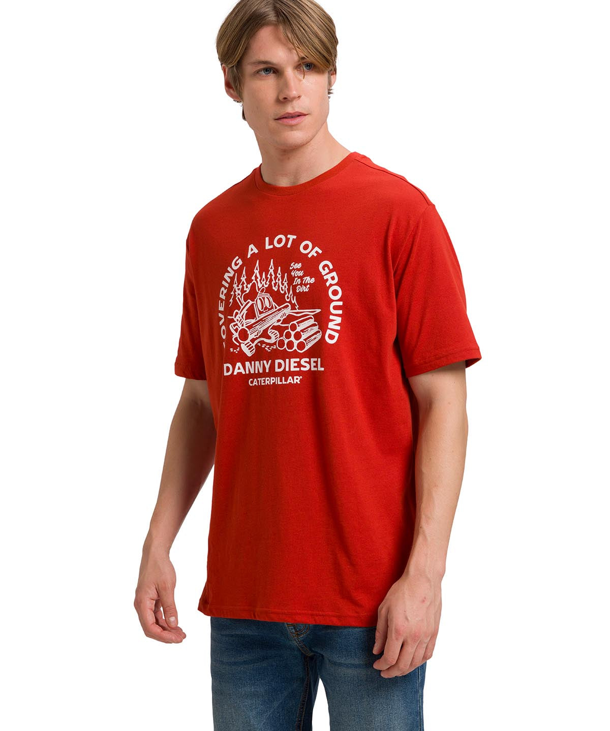 Polera Manga Corta Casual Hombre RETRO DANNY DIESEL GRAPHIC TEE Roja Cat