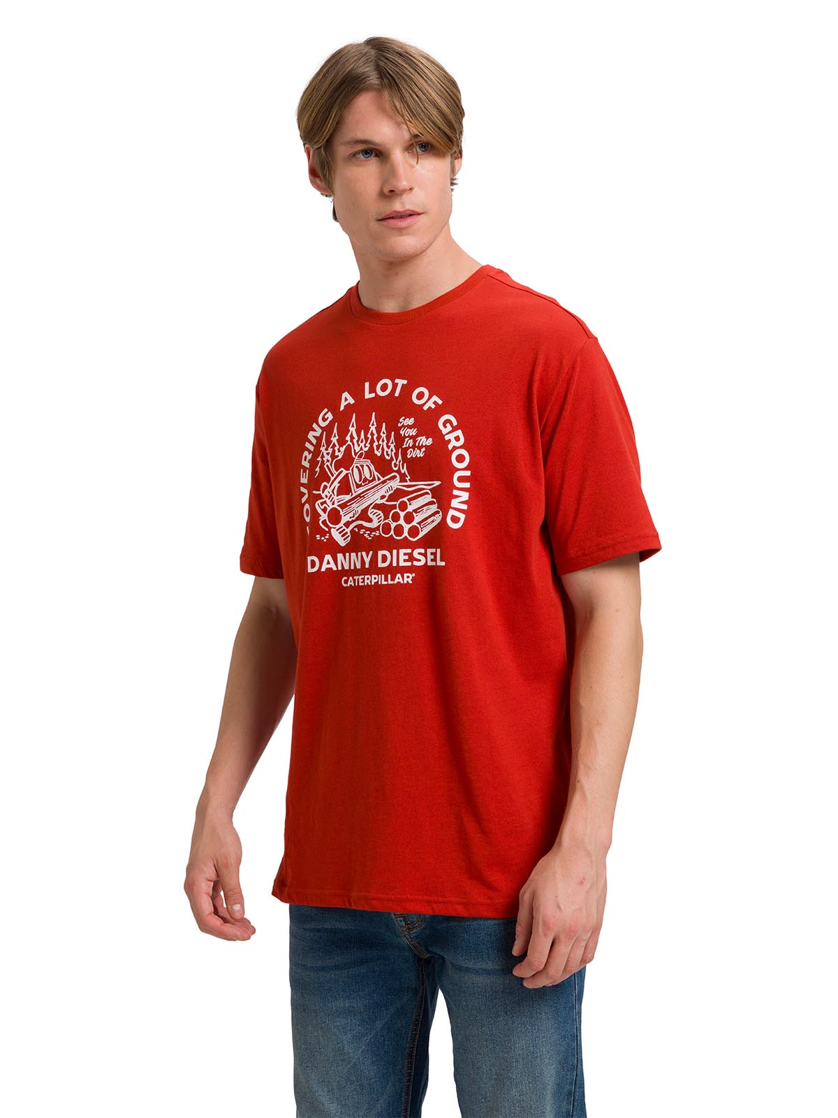 Polera Manga Corta Casual Hombre RETRO DANNY DIESEL GRAPHIC TEE Roja Cat