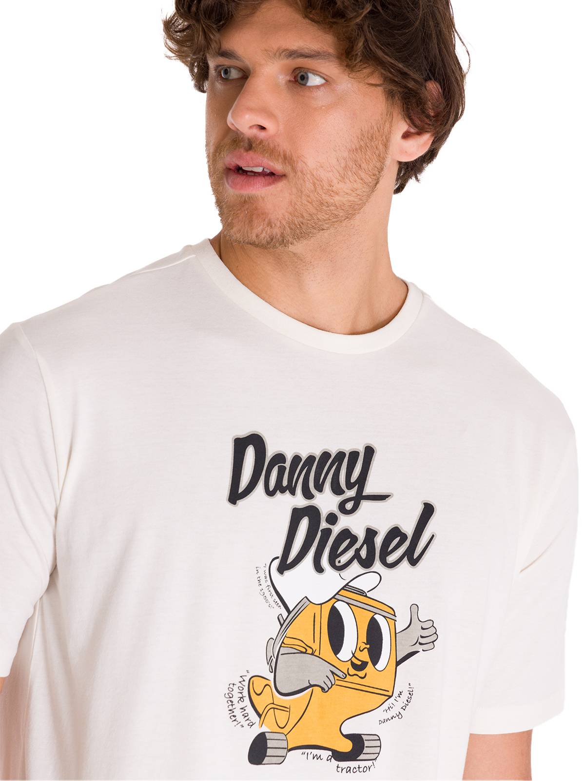 Polera Manga Corta Casual Hombre RETRO DANNY DIESEL GRAPHIC TEE Blanca Cat