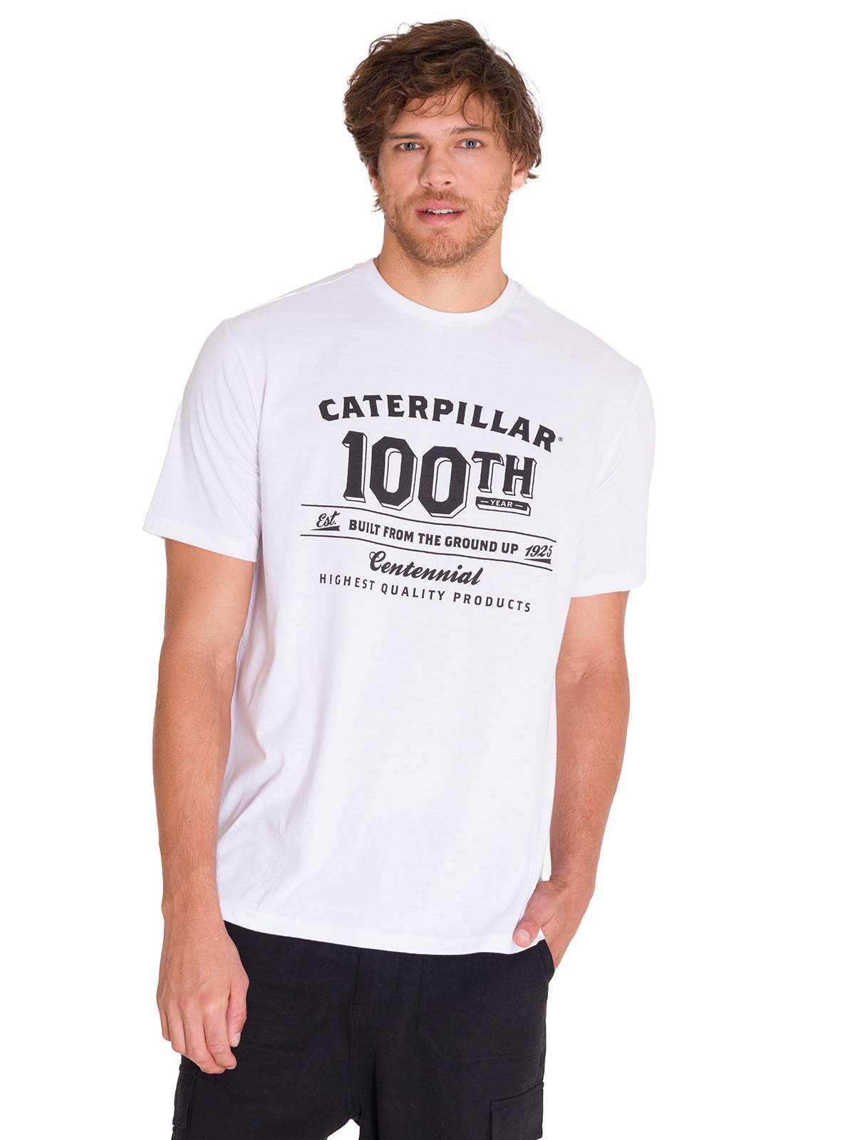 Polera Manga Corta Casual Hombre CENTENNIAL 100 YEARS GRAPHIC TEE  Blanca Cat