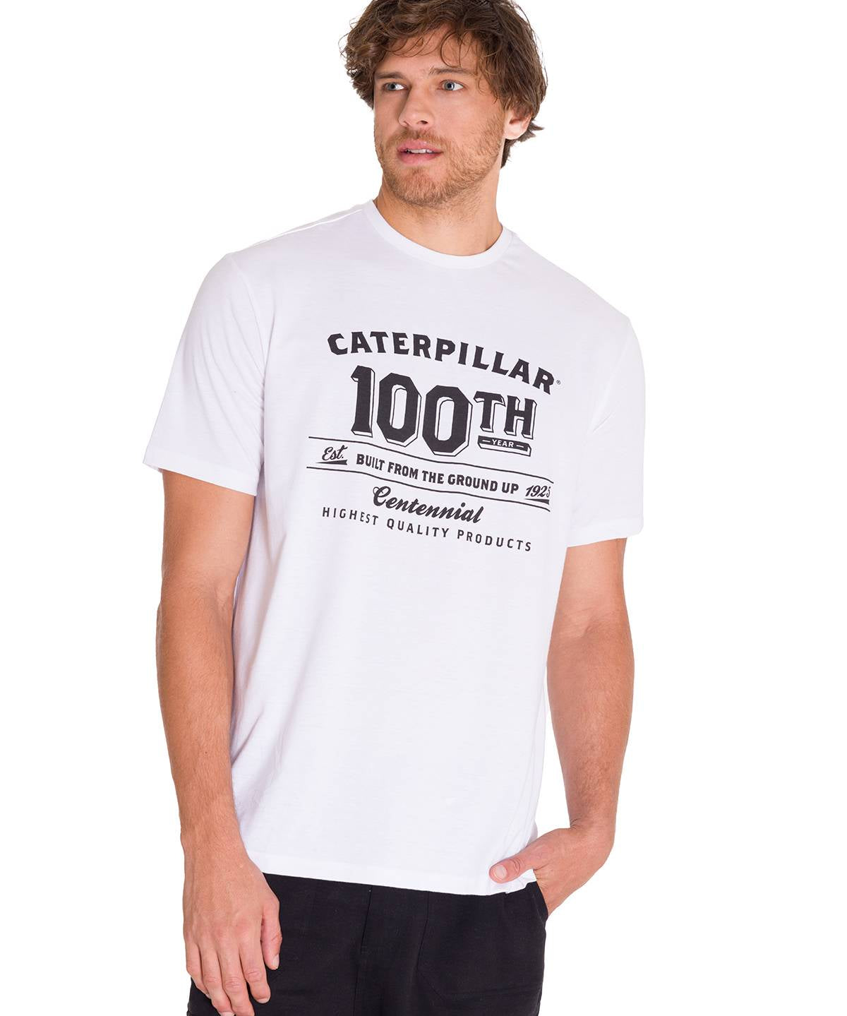 Polera Manga Corta Casual Hombre CENTENNIAL 100 YEARS GRAPHIC TEE  Blanca Cat