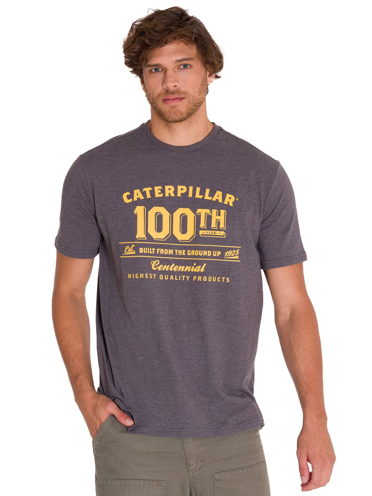 Polera Manga Corta Casual Hombre CENTENNIAL 100 YEARS GRAPHIC TEE Gris Clara Cat
