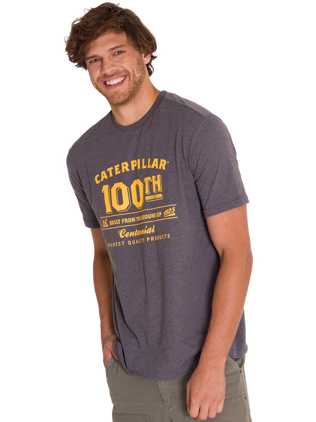 Polera Manga Corta Casual Hombre CENTENNIAL 100 YEARS GRAPHIC TEE Gris Clara Cat