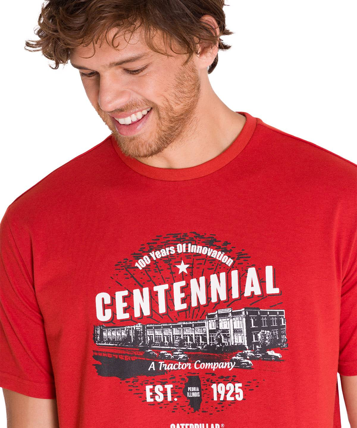 Polera Manga Corta Casual Hombre CENTENNIAL 100 YEARS GRAPHIC TEE  Roja Cat