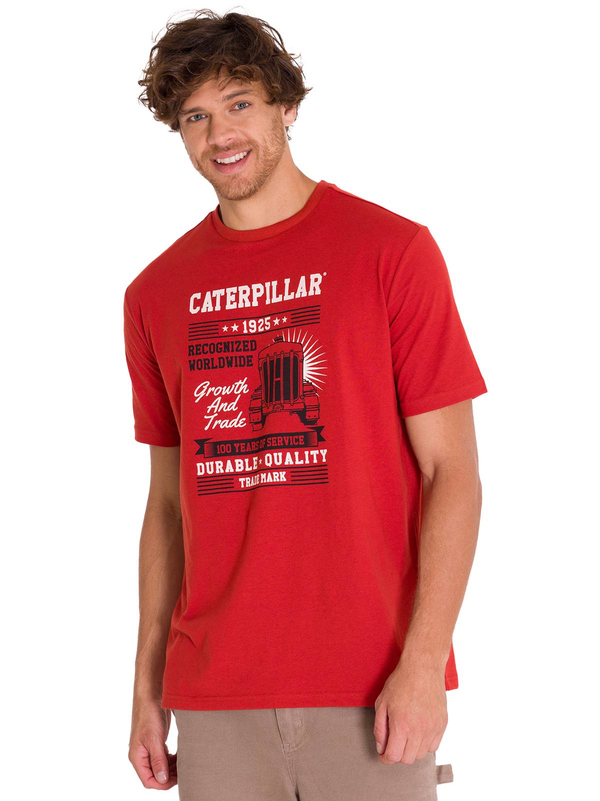 Polera Manga Corta Casual Hombre CENTENNIAL 100 YEARS GRAPHIC TEE  Roja Cat