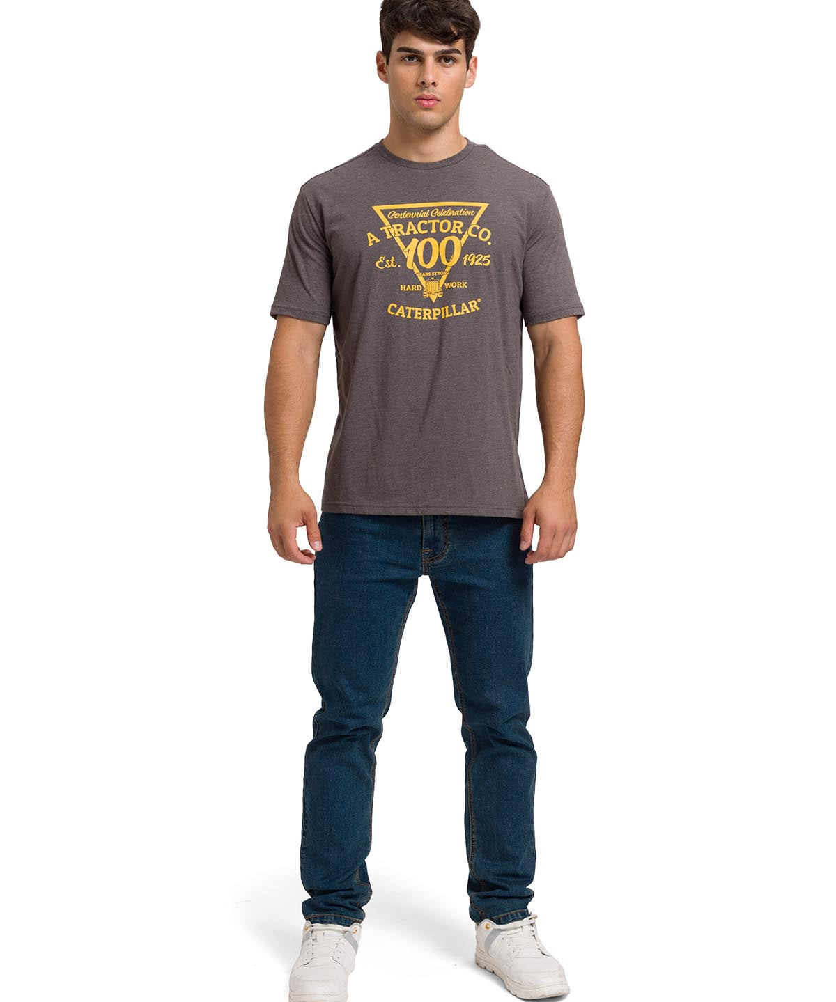 Polera Manga Corta Casual Hombre CENTENNIAL 100 YEARS GRAPHIC TEE  Gris Oscura Cat