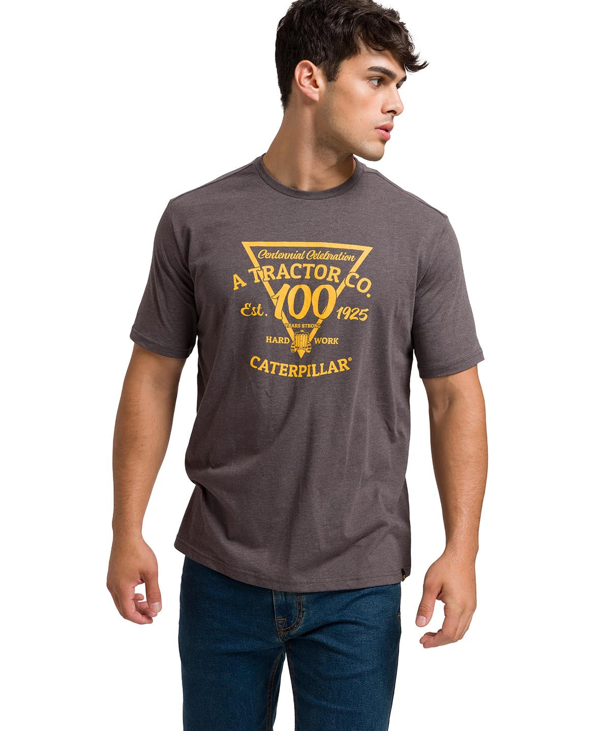 Polera Manga Corta Casual Hombre CENTENNIAL 100 YEARS GRAPHIC TEE  Gris Oscura Cat