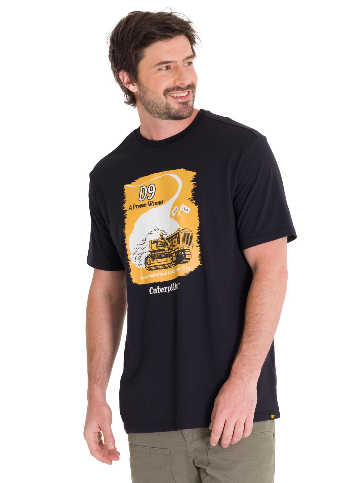 Polera Manga Corta Casual Hombre D SERIES GRAPHIC TEE Negra Cat