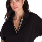 Polera Manga Corta Polo Mujer NOTCH NECK POLO Negra Cat