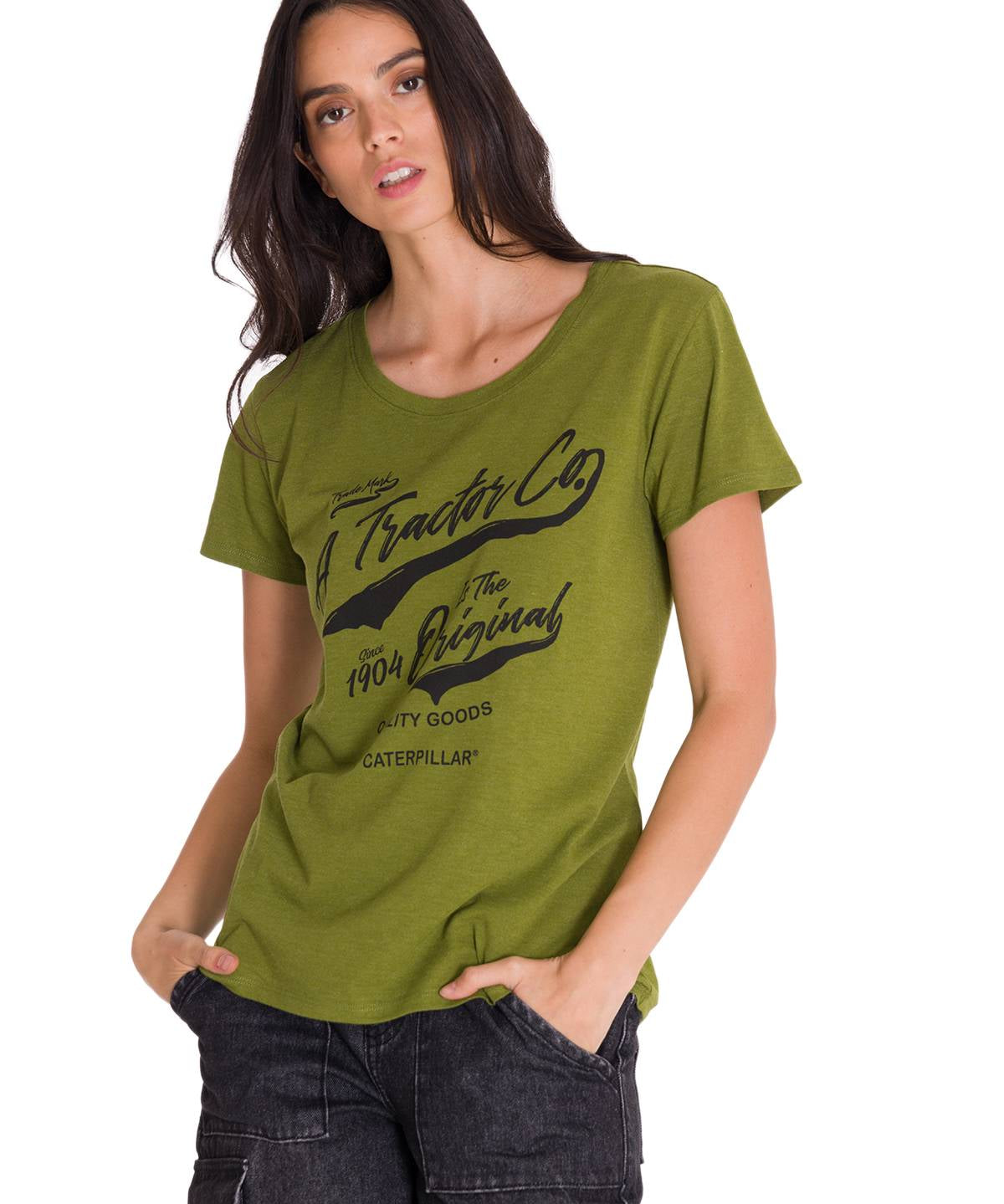 Polera Manga Corta Casual Mujer CREW EVERYDAY GRAPHIC TEE Verde Cat