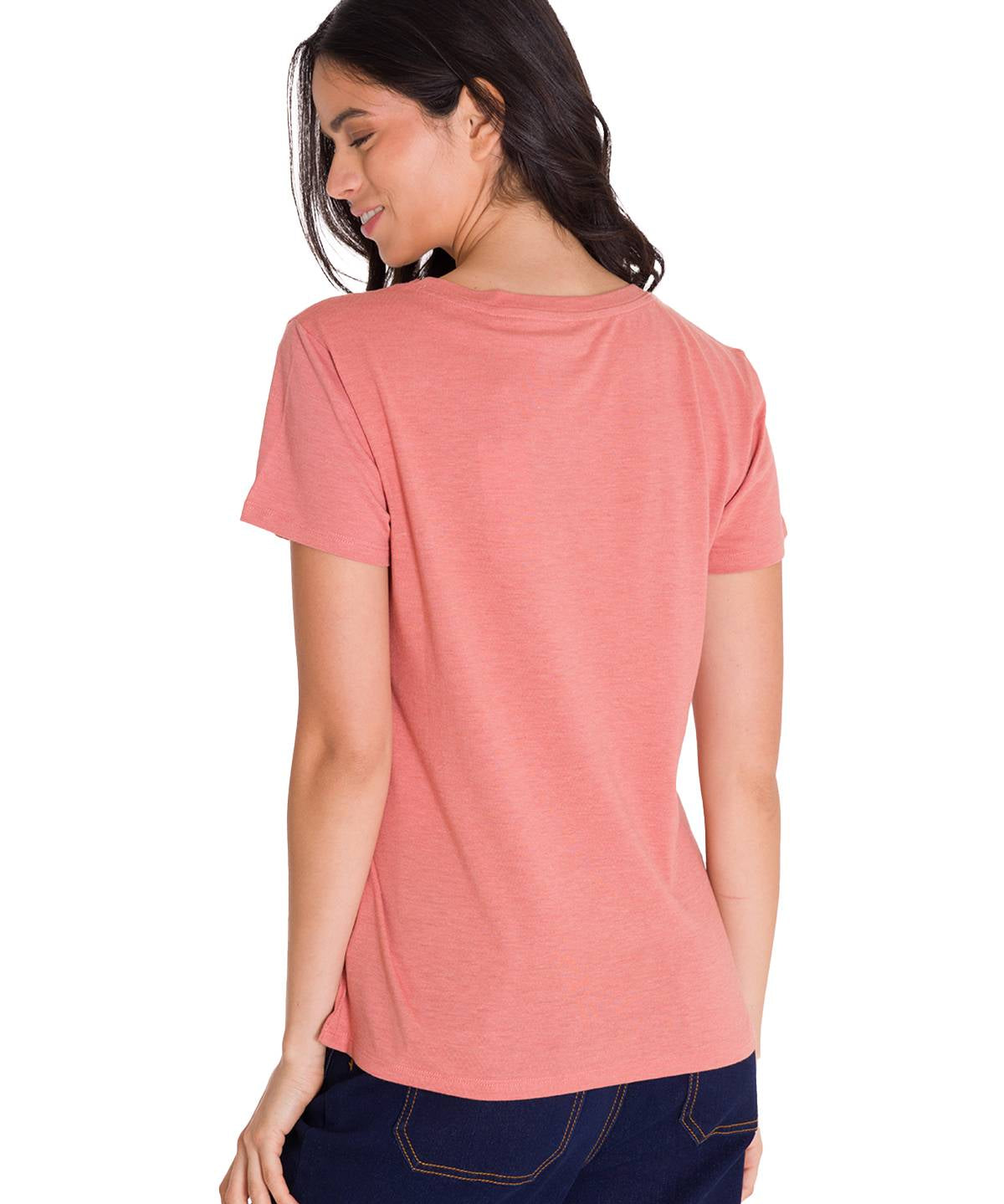 Polera Manga Corta Casual Mujer CREW EVERYDAY GRAPHIC TEE Rosada Cat